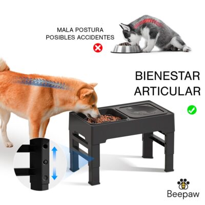 COMEDERO CON ALTURA AJUSTABLE BEEPAW BOWL-E /NEGRO