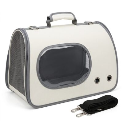 BOLSO TRANSPORTADOR DE MANO VISOR OVALADO _46X25X26 CM /BLANCO