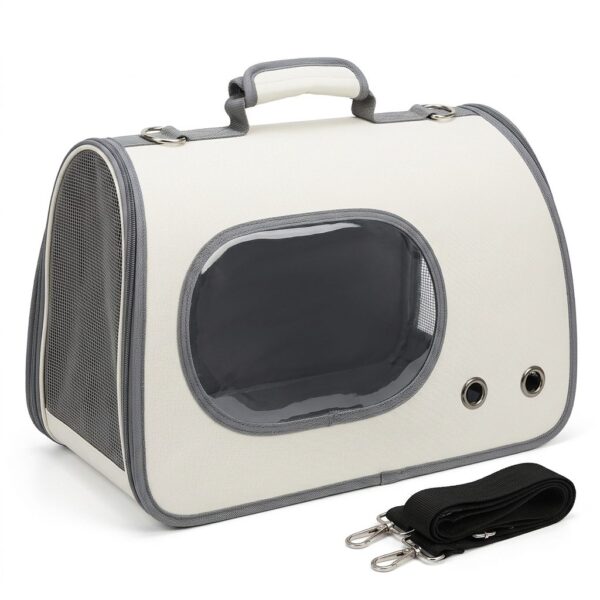 BOLSO TRANSPORTADOR DE MANO VISOR OVALADO _46X25X26 CM /BLANCO