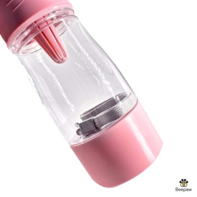 BOTELLA DISPENSADORA DE AGUA Y BOLSAS BEEPAW CON OREJAS 320ML /ROSA