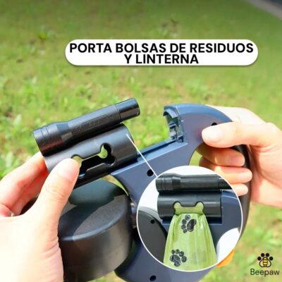CORREA DE PASEO RETRACTIL DOBLE BEEPAW 3M