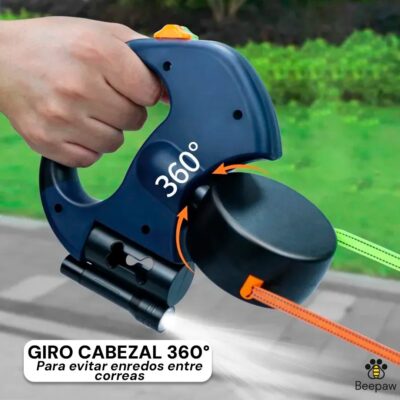 CORREA DE PASEO RETRACTIL DOBLE BEEPAW 3M