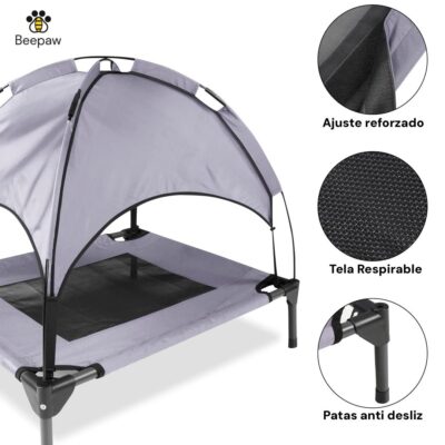 CAMA EN ALTURA PARA EXTERIOR CON TECHO PARA PERROS BEEPAW _L