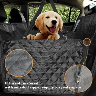 FUNDA CUBRE ASIENTO TRASERO PREMIUM CON BOLSILLO /NEGRO Y NARANJA