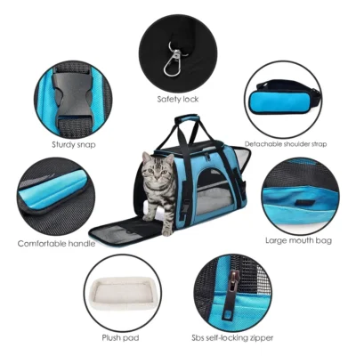 BOLSO TRANSPORTADOR PREMIUM PARA MASCOTAS BEEPAW /AZUL