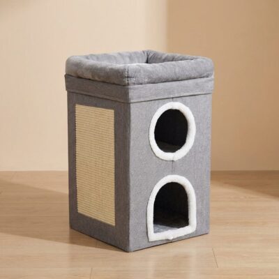 CAMA CUCHA RASCADOR PLEGABLE 39X39X64CM _MOD 1 /GRIS