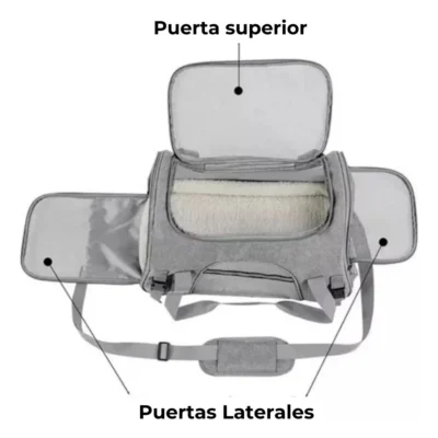 BOLSO TRANSPORTADOR PREMIUM PARA MASCOTAS BEEPAW /GRIS
