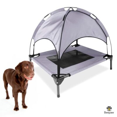 CAMA EN ALTURA PARA EXTERIOR CON TECHO PARA PERROS BEEPAW _M