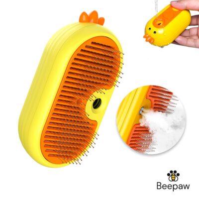 CEPILLO CON VAPOR Y CARDINA BEEPAW GROOM-E /AMARILLO