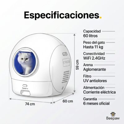 LITERA AUTOLIMPIANTE CON FILTRO UV BEEPAW SAND-E /BLANCO