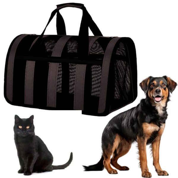 BOLSO TRANSPORTADOR RAYADO PARA MASCOTAS BEEPAW _BIG /NEGRO