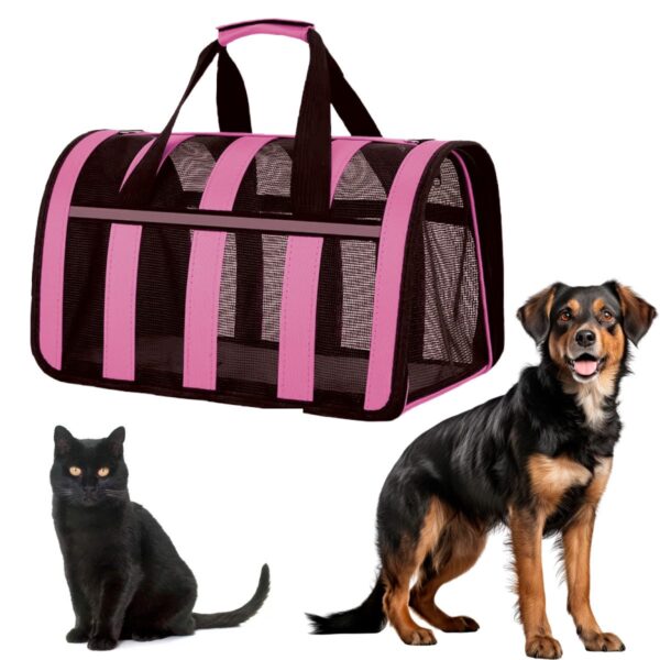 BOLSO TRANSPORTADOR RAYADO PARA MASCOTAS BEEPAW _BIG /ROSA