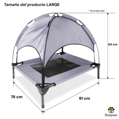 CAMA EN ALTURA PARA EXTERIOR CON TECHO PARA PERROS BEEPAW _L