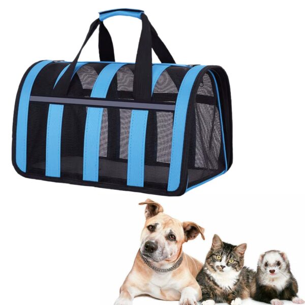 BOLSO TRANSPORTADOR RAYADO PARA MASCOTAS BEEPAW _MEDIUM /AZUL
