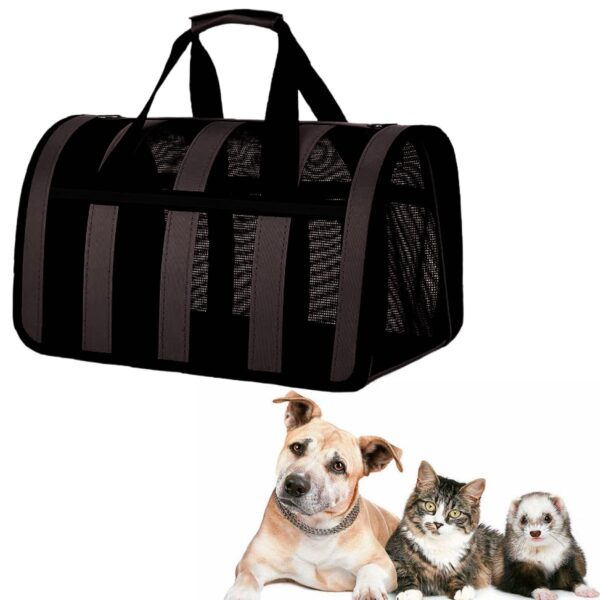 BOLSO TRANSPORTADOR RAYADO PARA MASCOTAS BEEPAW _MEDIUM /NEGRO