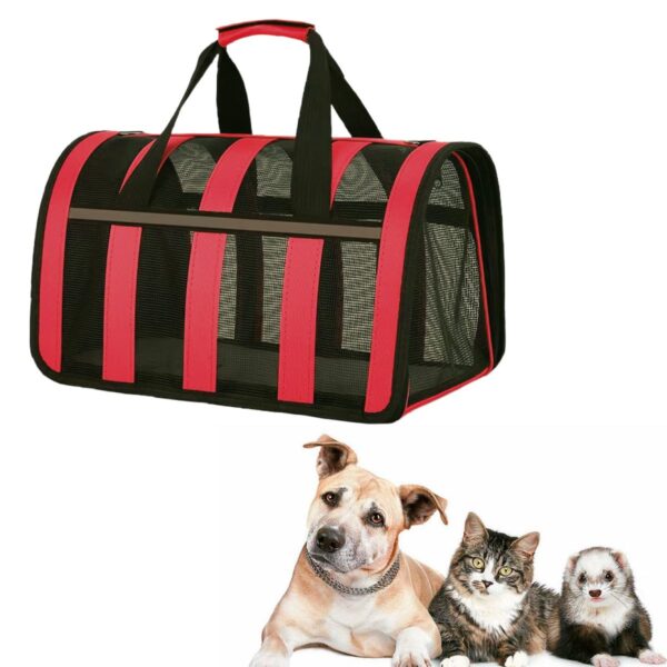 BOLSO TRANSPORTADOR RAYADO PARA MASCOTAS BEEPAW _BIG /ROJO