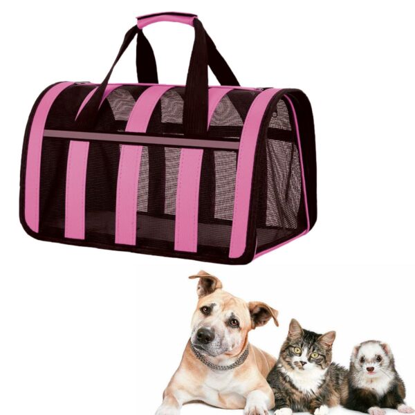 BOLSO TRANSPORTADOR RAYADO PARA MASCOTAS BEEPAW _MEDIUM /ROSA