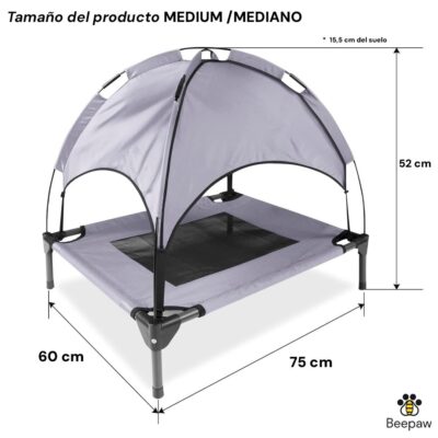 CAMA EN ALTURA PARA EXTERIOR CON TECHO PARA PERROS BEEPAW _M