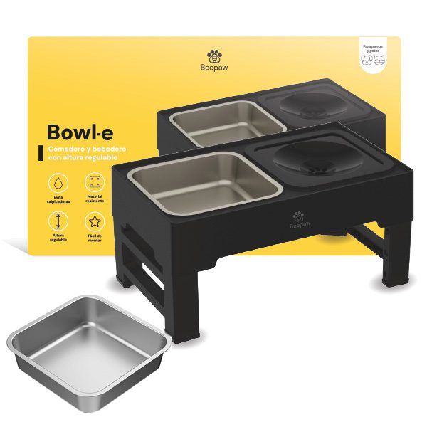 COMEDERO CON ALTURA AJUSTABLE BEEPAW BOWL-E /NEGRO