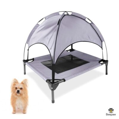 CAMA EN ALTURA PARA EXTERIOR CON TECHO PARA PERROS BEEPAW