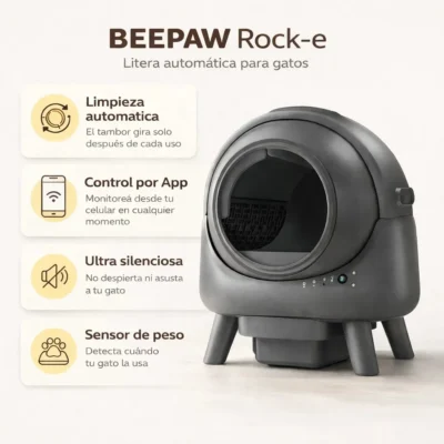 LITERA CON LIMPIEZA AUTOMÁTICA BEEPAW ROCK-E /GRIS