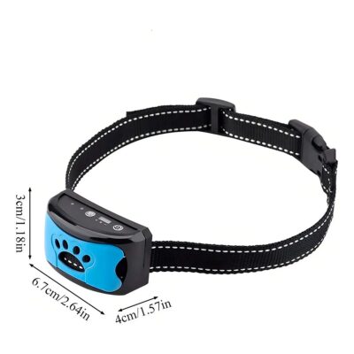 COLLAR ENTRENADOR PARA PERROS ANTI LADRIDO CON BATERIA /AZUL