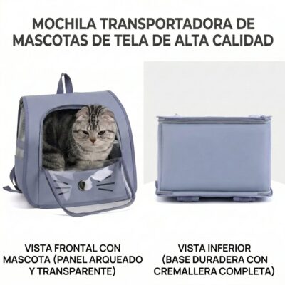 MOCHILA TRANSPORTADORA BIGOTES _34X23X34 CM /BLANCO