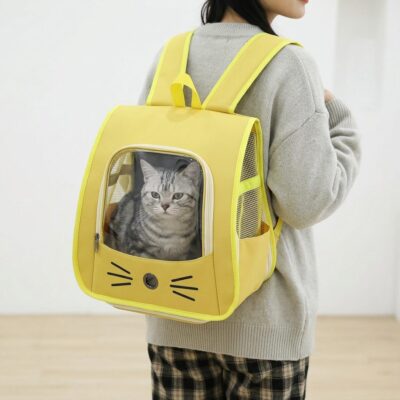 MOCHILA TRANSPORTADORA BIGOTES _34X23X34 CM /AMARILLO