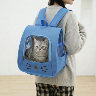 MOCHILA TRANSPORTADORA BIGOTES _34X23X34 CM /AZUL