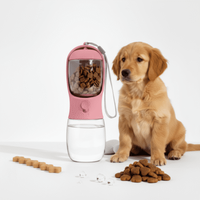 BOTELLA DISPENSADORA DE AGUA Y COMIDA BEEPAW 350 ML /ROSA