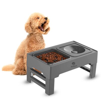 COMEDERO SLOW FEEDER CON ALTURA AJUSTABLE BEEPAW SLOW-E /GRIS